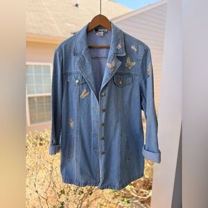 Together VTG Y2k 90s Pastel Butterfly Embroidered Denim Jacket Light Wash 16